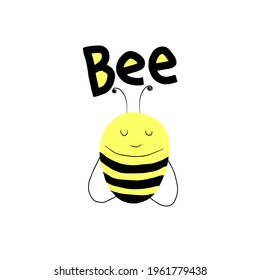 Cute bee cartoon vector isolated