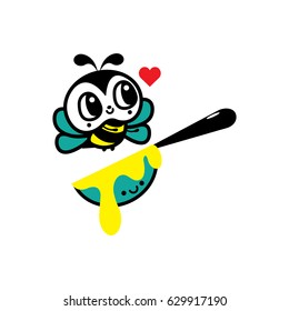 Cute bee cartoon vector isolated on a white background