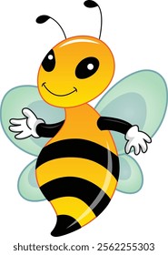 Cute bee cartoon vector stock illustration