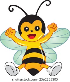 Cute bee cartoon vector stock illustration