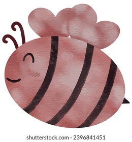 Cute bee cartoon watercolor style for Valentine's day,vector illustration.