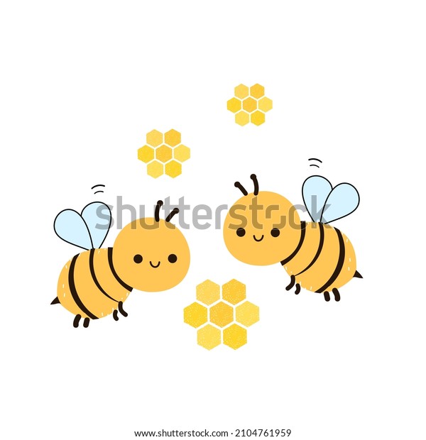 Cute Bee Cartoons Logo Beehive Honey Stock Vector (Royalty Free ...