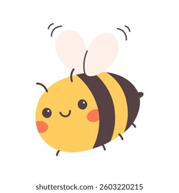 Cute bee character. Design for cards, fabric, wrapping, scrapbooking, wallpaper. Vector illustration in flat style