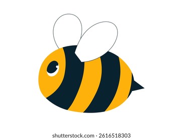 Cute bee character. A simple flat design bumblebee icon.