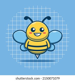 Cute bee character vector illustration. Flat cartoon style