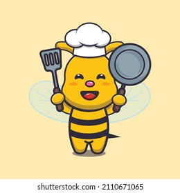 cute bee chef mascot cartoon character