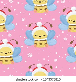 Cute bee for christmas seamless pattern for decoration, wallpaper and many more