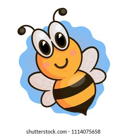 Cute bee color vector illustration isolated on a white background. Simple child image