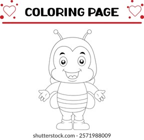 cute bee coloring page. insect coloring book page