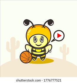 cute bee costume characters, vector illustration