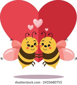 Linda pareja de abejas en el amor
