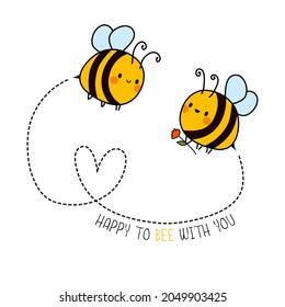 Cute Bee Couple Vector Illustration 