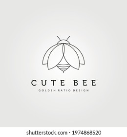 cute bee creative icon logo vector symbol illustration design, insect logo minimalist design