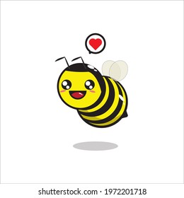 cute bee design with happy emoticons