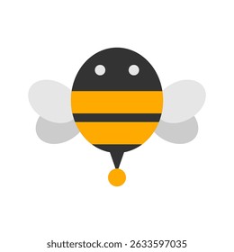 Cute bee doodle icon flat vector design