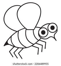 Cute bee in doodle style. Vector illustration isolated on white background.
