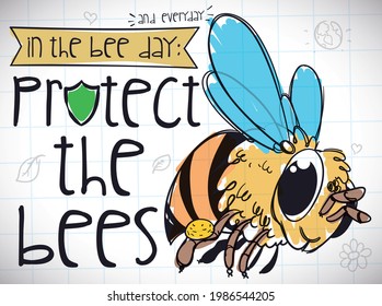 Rute Bienen zeichnen Förderung von Schutz- und Naturschutzbemühungen mit einem Schild während des Weltbientags und jeden Tag.