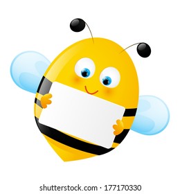 Cute bee with empty paper