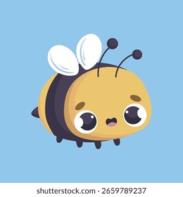 cute bee with face character illustration
