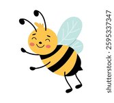 Cute bee in flat style. Vector illustration