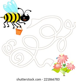 Cute bee flies to collect pollen
