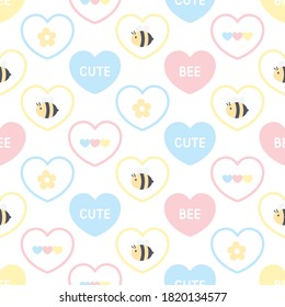 Cute bee and flower seamless background repeating pattern, wallpaper background, cute seamless pattern background