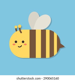 Cute Bee Flying in Blue Background