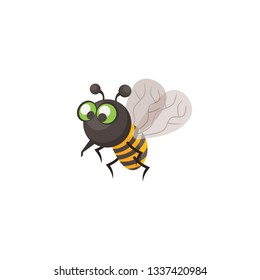 cute bee flying cartoon vector on a white background