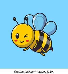 Cute Bee Fly Cartoon Vektorsymbol Illustration. Tiernatur-Symbol Konzept isolierter Premium-Vektorgrafik. Flachbildkartonstil