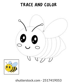 Linda abeja volando para colorear páginas para niños. Trazo y color Abeja volando. Dibujo para colorear contorno de animal de lindo Vector de hoja de trabajo de trazado de vuelo de abeja. Actividades de jardín de infantes y preescolar. 