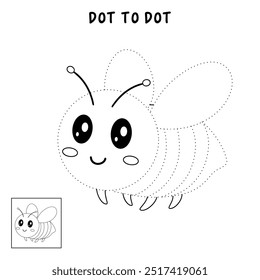 Cute Bee voando páginas de coloração para crianças. Traço e cor Abelha voando. Colorir página contorno animal de bonito Abelha voando traçado vetor de planilha. Jardim de infância e atividade pré-escolar. 