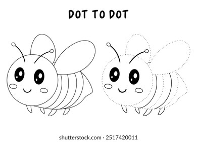 Cute Bee voando páginas de coloração para crianças. Traço e cor Abelha voando. Colorir página contorno animal de bonito Abelha voando traçado vetor de planilha. Jardim de infância e atividade pré-escolar. 