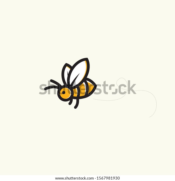 Cute Bee Flying Icon Illustration Stock Vector (Royalty Free) 1567981930