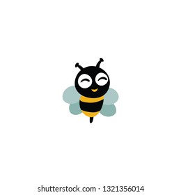 cute bee flying icon on a white background