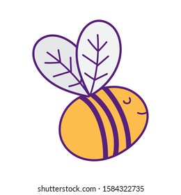 cute bee flying insect cartoon icon vector illustration