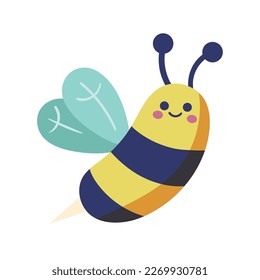 cute bee flying spring animal character