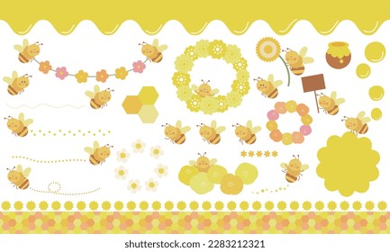 Cute bee frame border material set