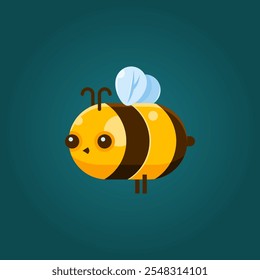 Cute bee. Game character for UI design in flat style. Icon. Vector illustration.