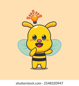Abelha bonito obter uma ideia ilustração vetorial de desenhos animados. ilustração de desenhos animados vetoriais adequado para cartaz, brochura, web, mascote, adesivo, logotipo e ícone.