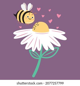cute bee giving love and having fun with her friend