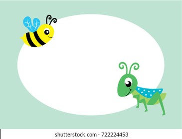 cute bee and grasshopper message vector
