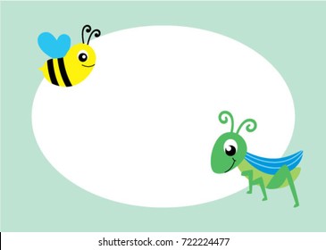 cute bee and grasshopper message vector
