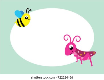 cute bee and grasshopper message vector
