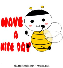 cute bee happy smile. vector cartoon illustration