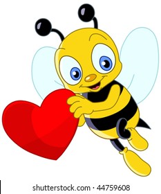 Abeja linda con el corazón
