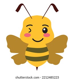 Cute bee holding honeycomb. Bee character