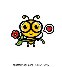 abeja linda con una bonita flor
