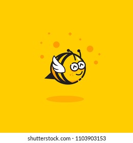 cute bee honey line art logo vector
