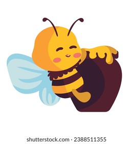 cute bee and honey pot illustration