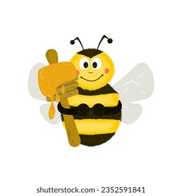 Cute Bee mit Honey Spoon Vektor